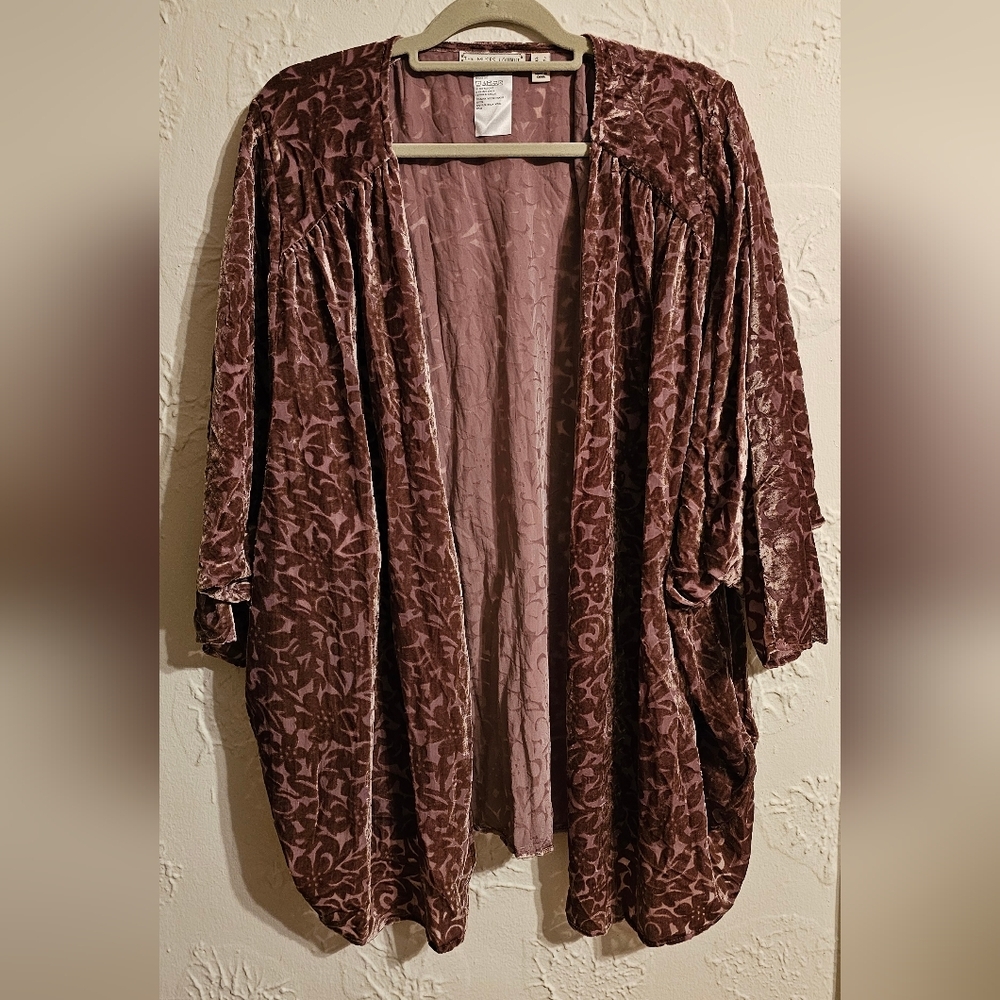 Muses Velvet Floral Kimono Cardigan Lounge Large New